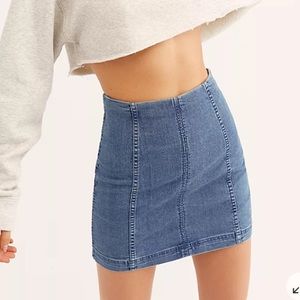 Free People Modern Femme Denim Mini Skirt (blue denim skirt)